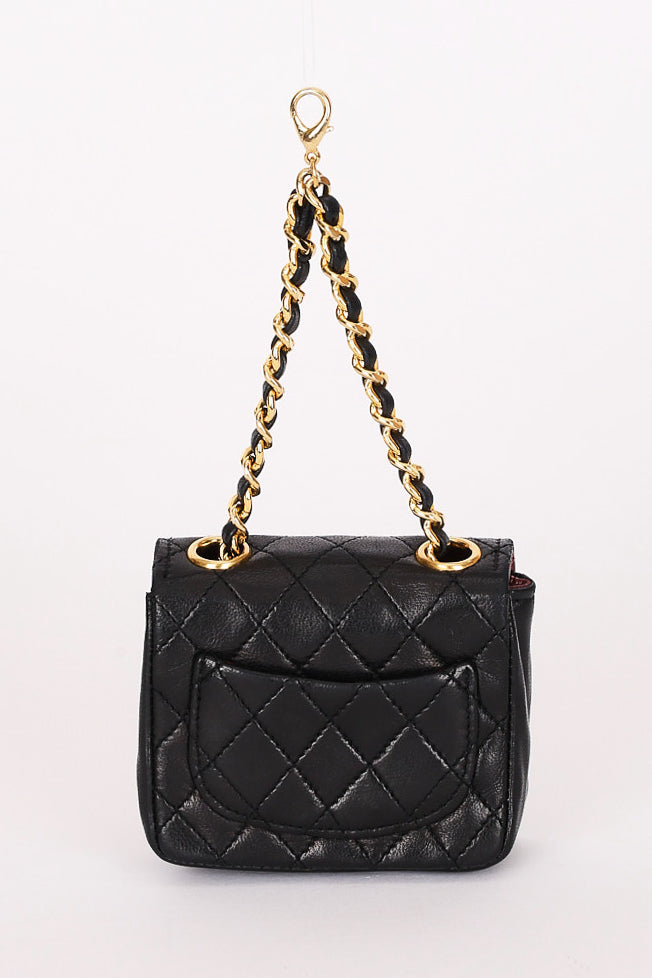 Chanel Micro Flap Belt Bag Black Lambskin 24K GP
