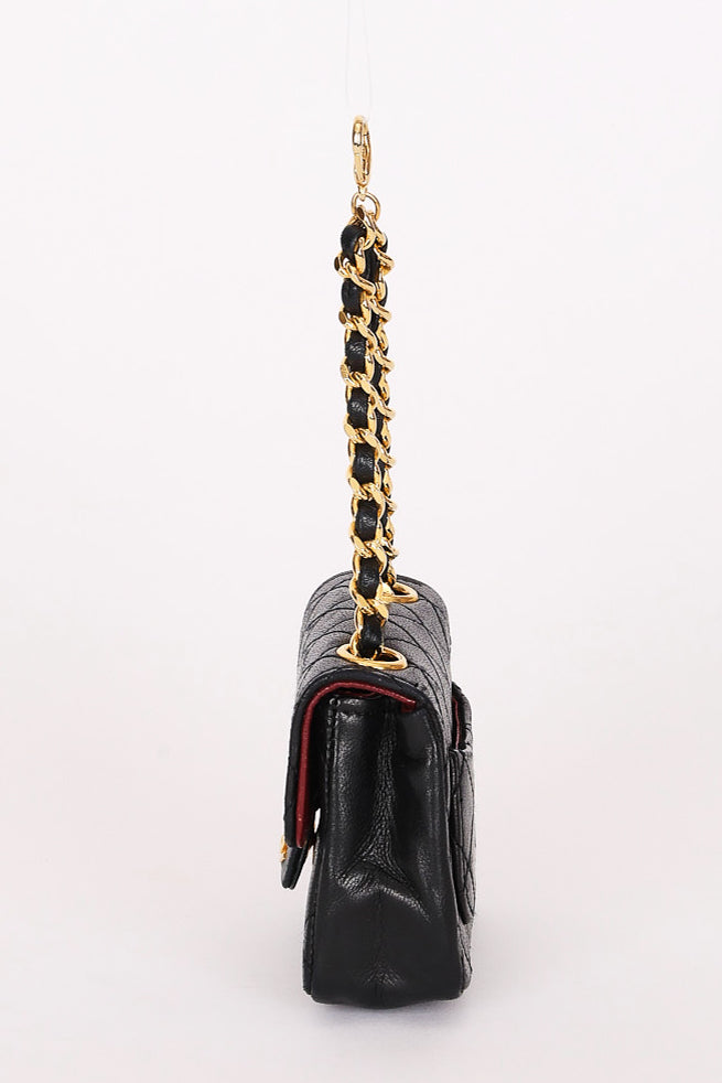 Chanel Micro Flap Belt Bag Black Lambskin 24K GP