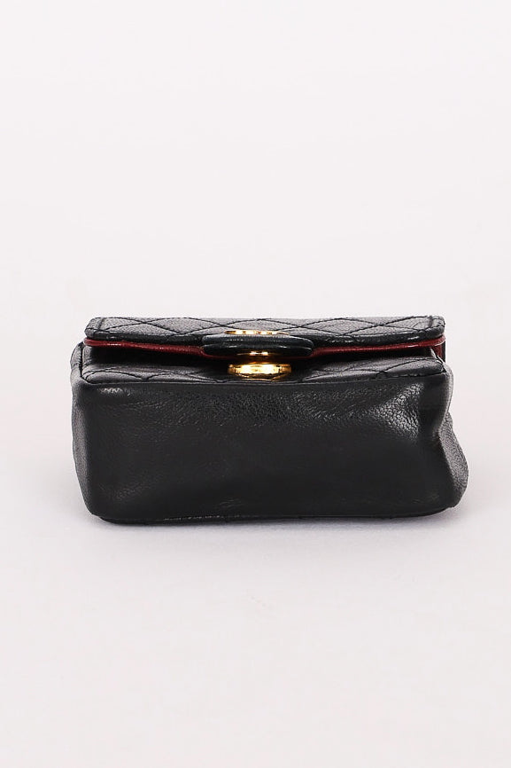 Chanel Micro Flap Belt Bag Black Lambskin 24K GP