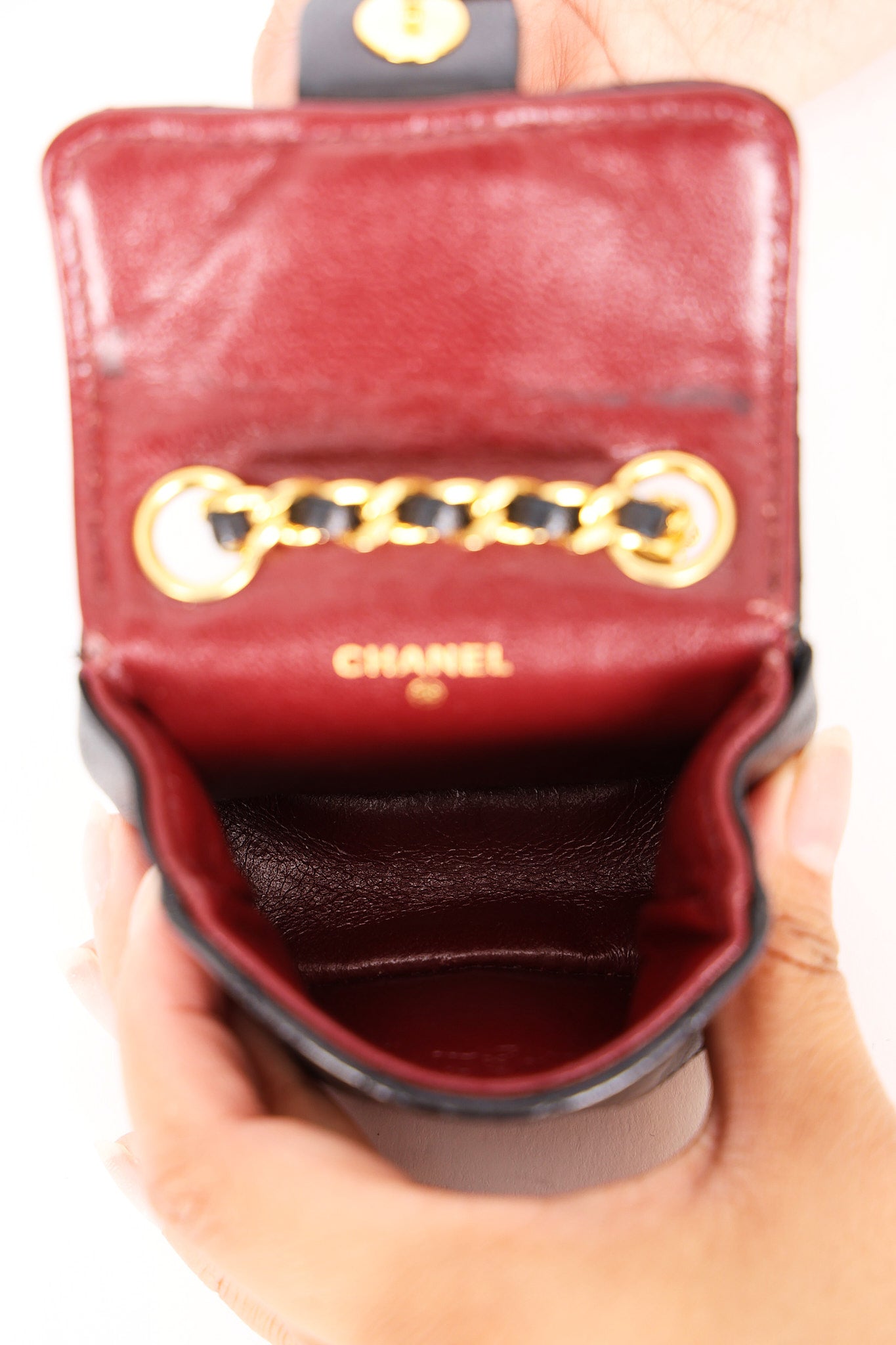 Chanel Micro Flap Belt Bag Black Lambskin 24K GP