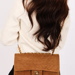 Chanel Medium Classic Double Flap Brown Suede 24K GP