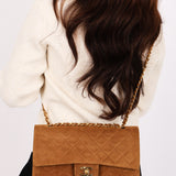 Chanel Medium Classic Double Flap Brown Suede 24K GP