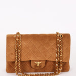 Chanel Medium Classic Double Flap Brown Suede 24K GP