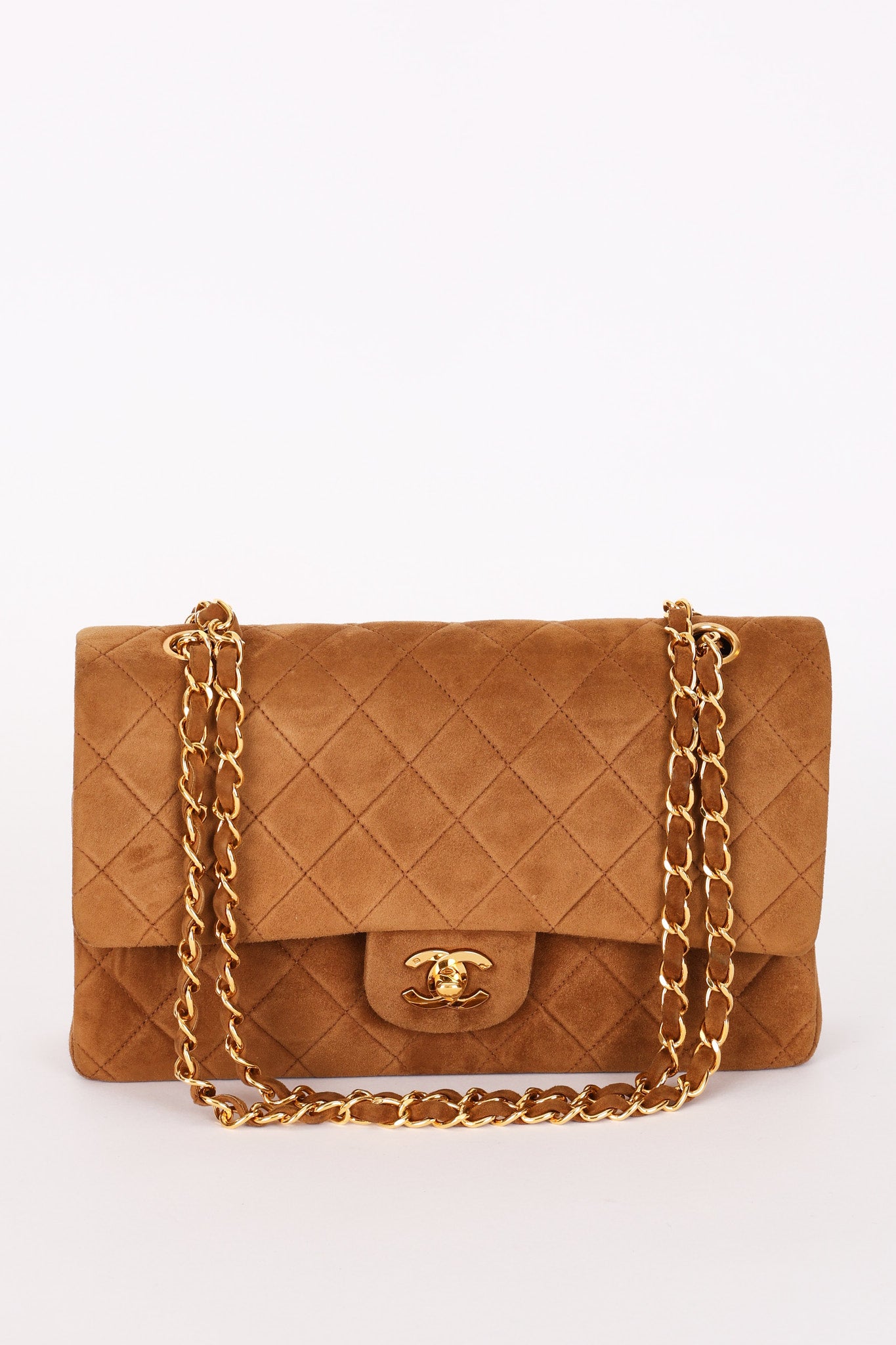 Chanel Medium Classic Double Flap Brown Suede 24K GP