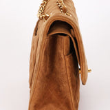 Chanel Medium Classic Double Flap Brown Suede 24K GP