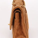 Chanel Medium Classic Double Flap Brown Suede 24K GP