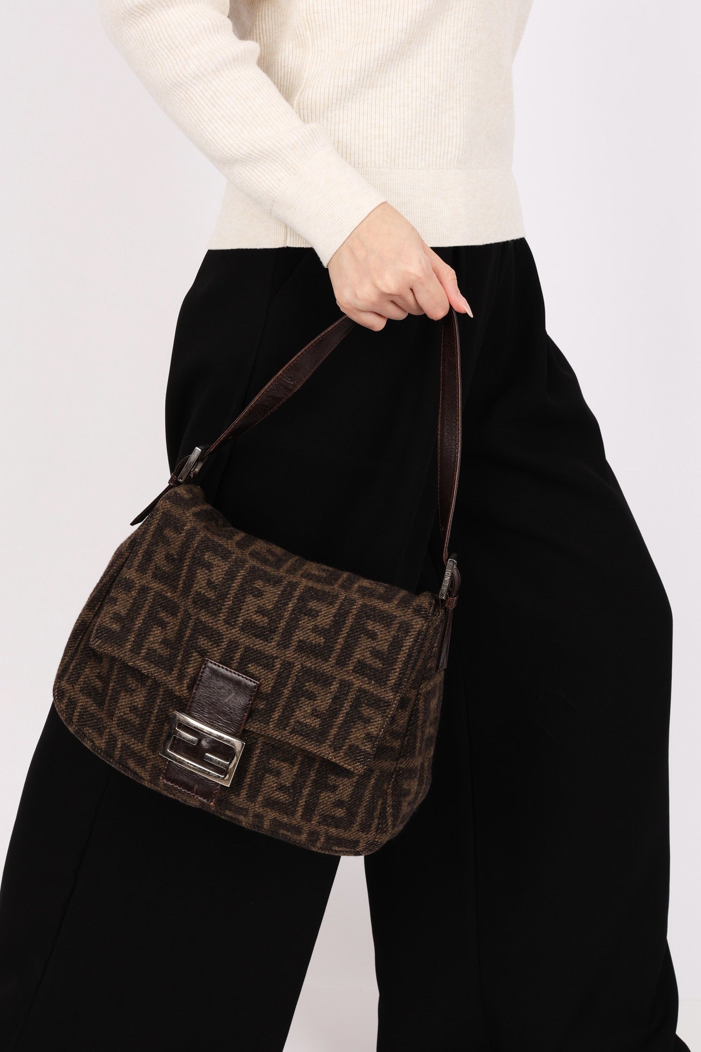 Fendi Wool Zucca Mamma Baguette Bag