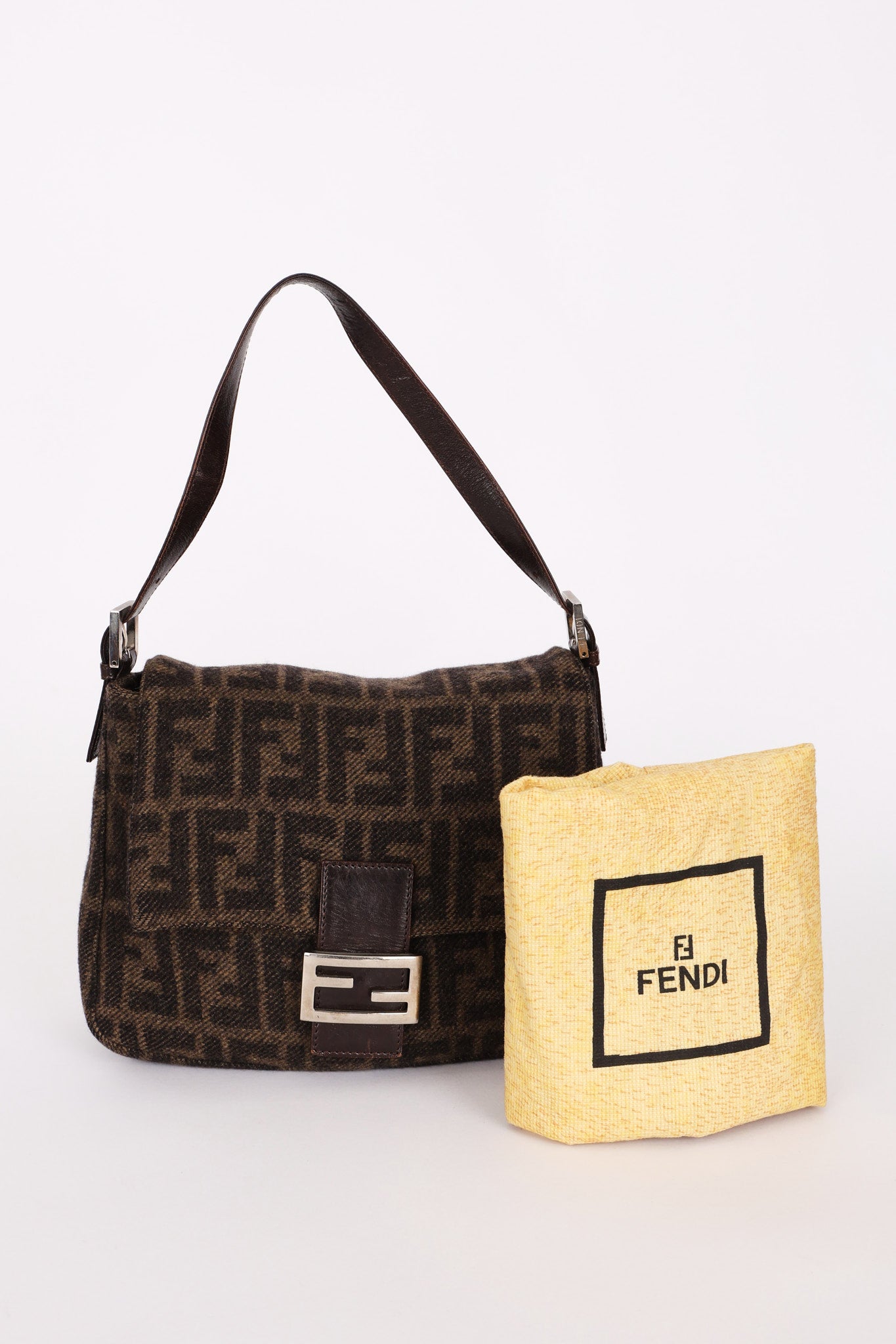 Fendi Wool Zucca Mamma Baguette Bag