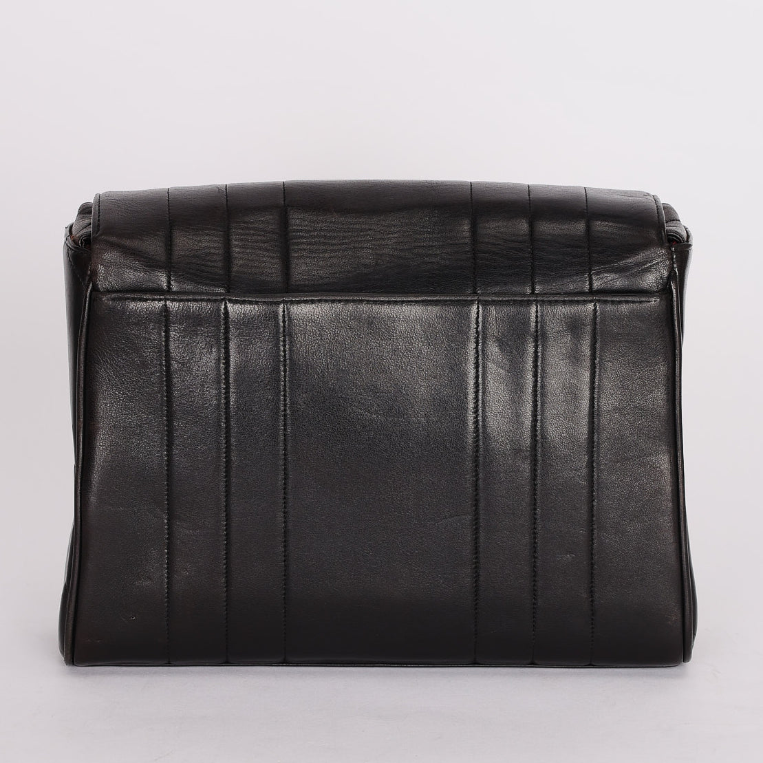 Chanel Mademoiselle Vertical Quilted Single Flap Black Lambskin 1995 24K GP