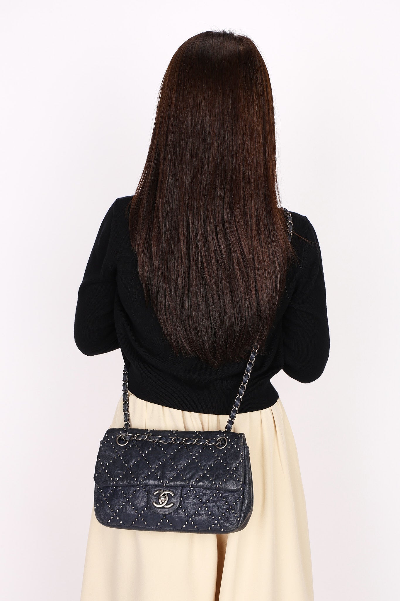 Chanel Paris-Dallas Studded Small Single Flap Navy Calfskin 2014 RHW