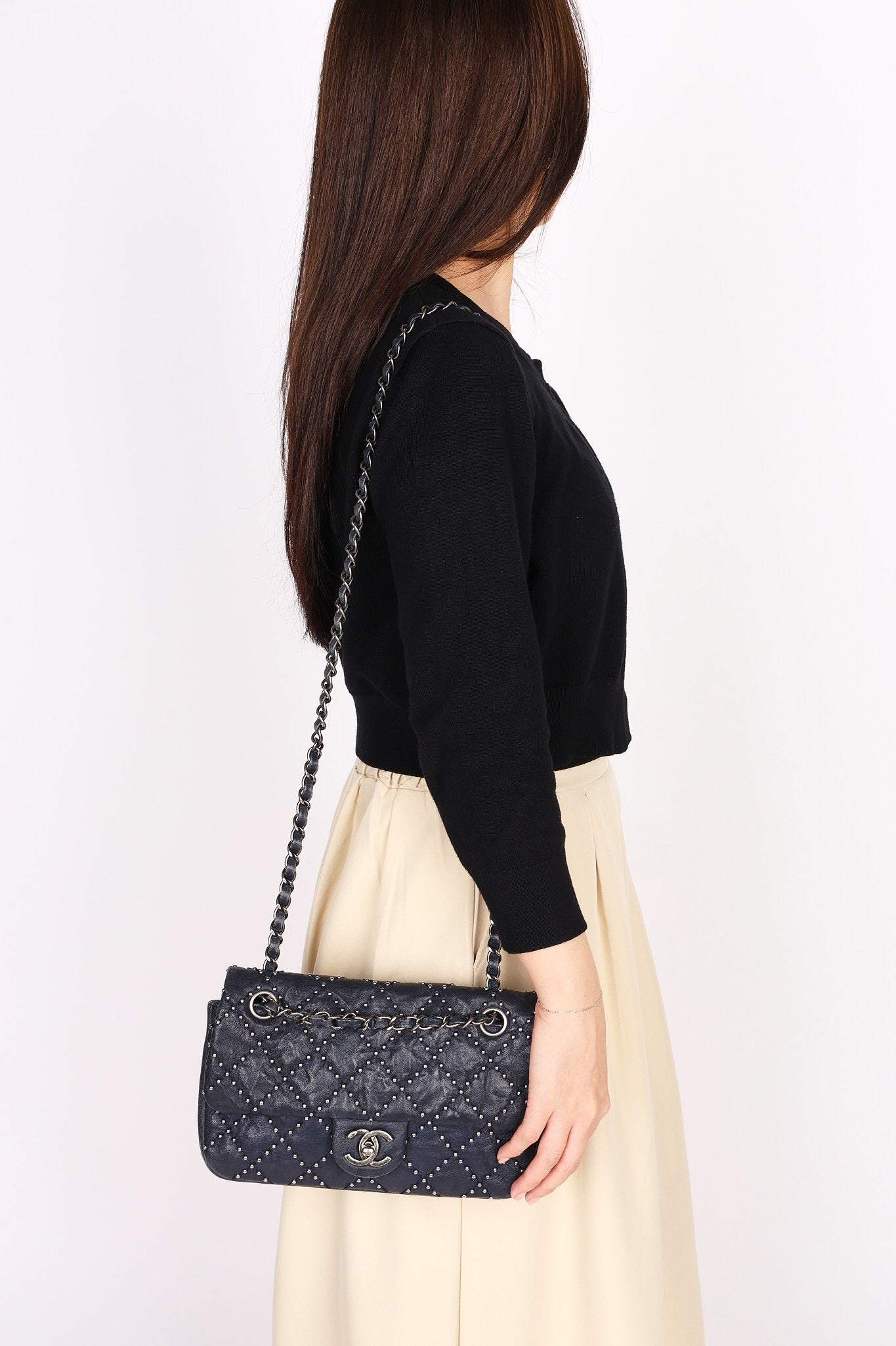 Chanel Paris-Dallas Studded Small Single Flap Navy Calfskin 2014 RHW