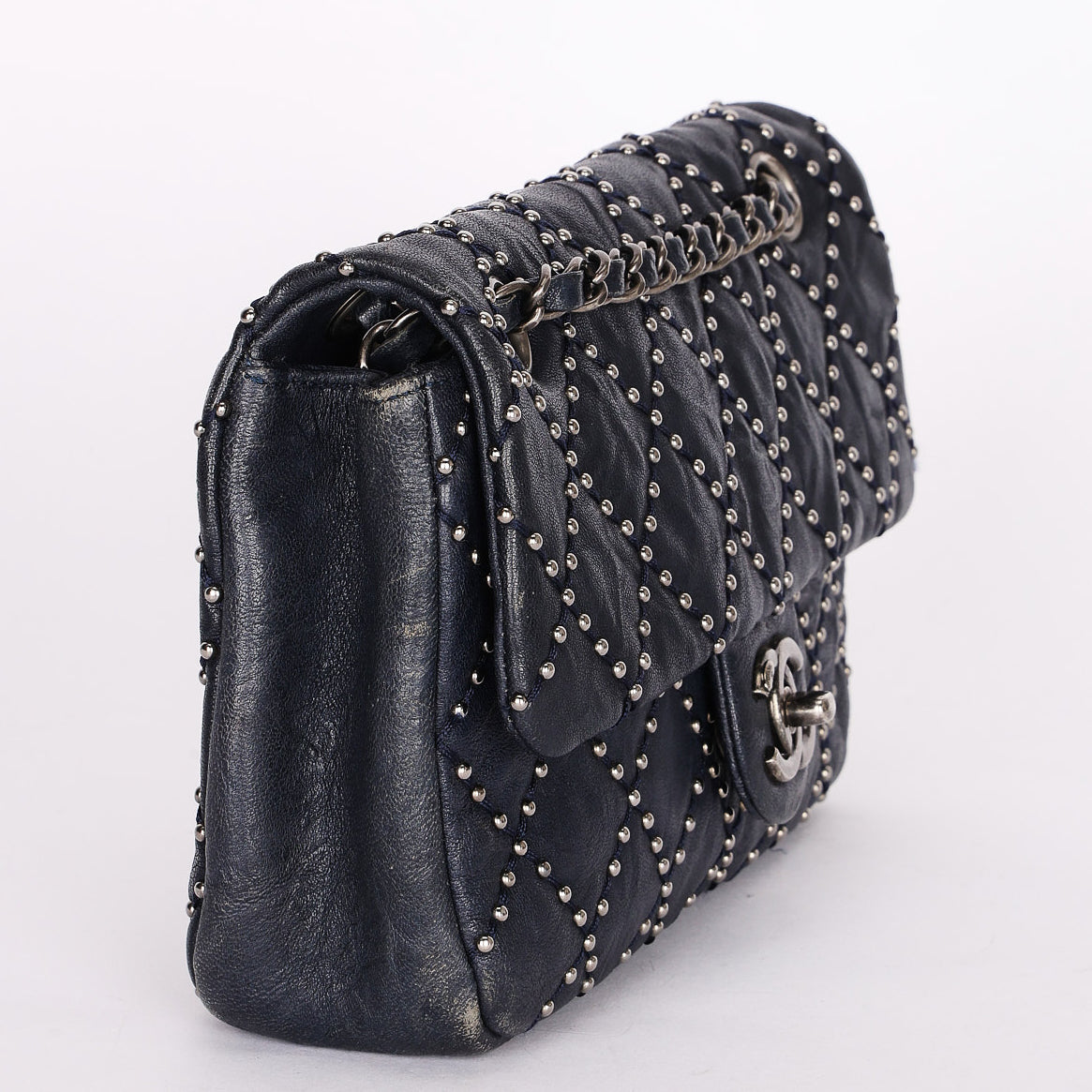 Chanel Paris-Dallas Studded Small Single Flap Navy Calfskin 2014 RHW