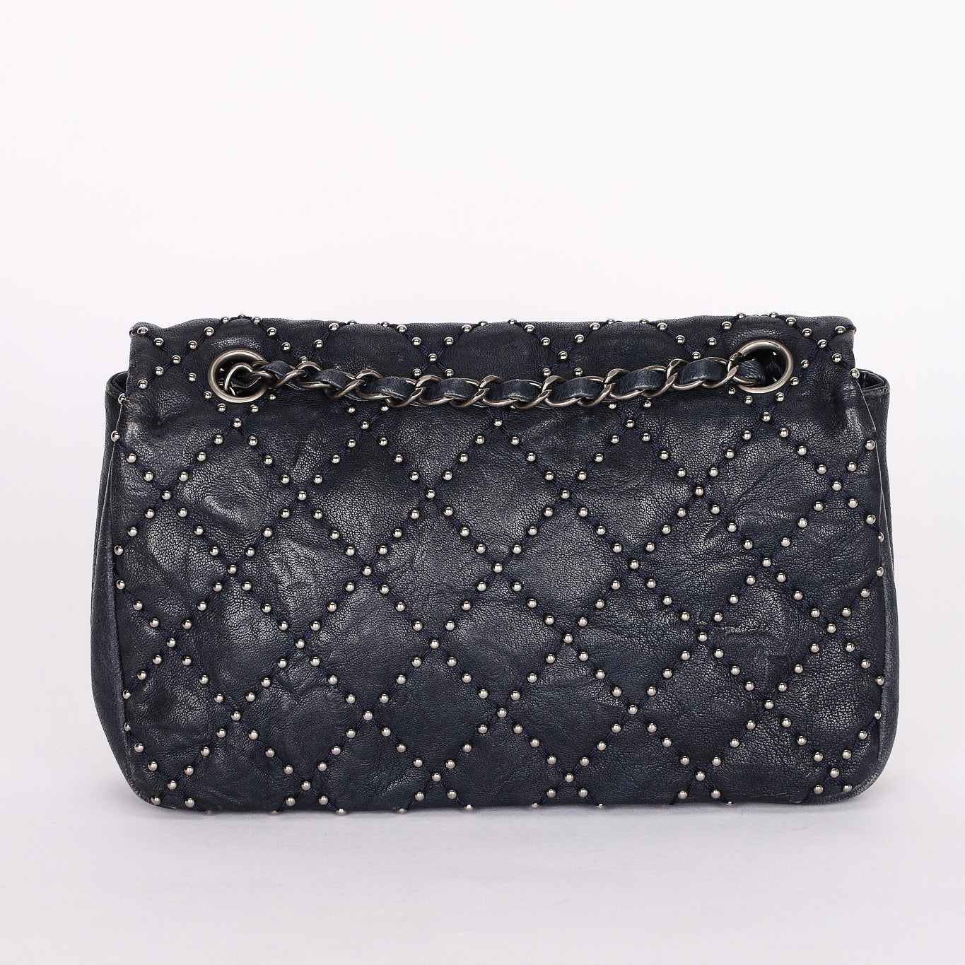 Chanel Paris-Dallas Studded Small Single Flap Navy Calfskin 2014 RHW