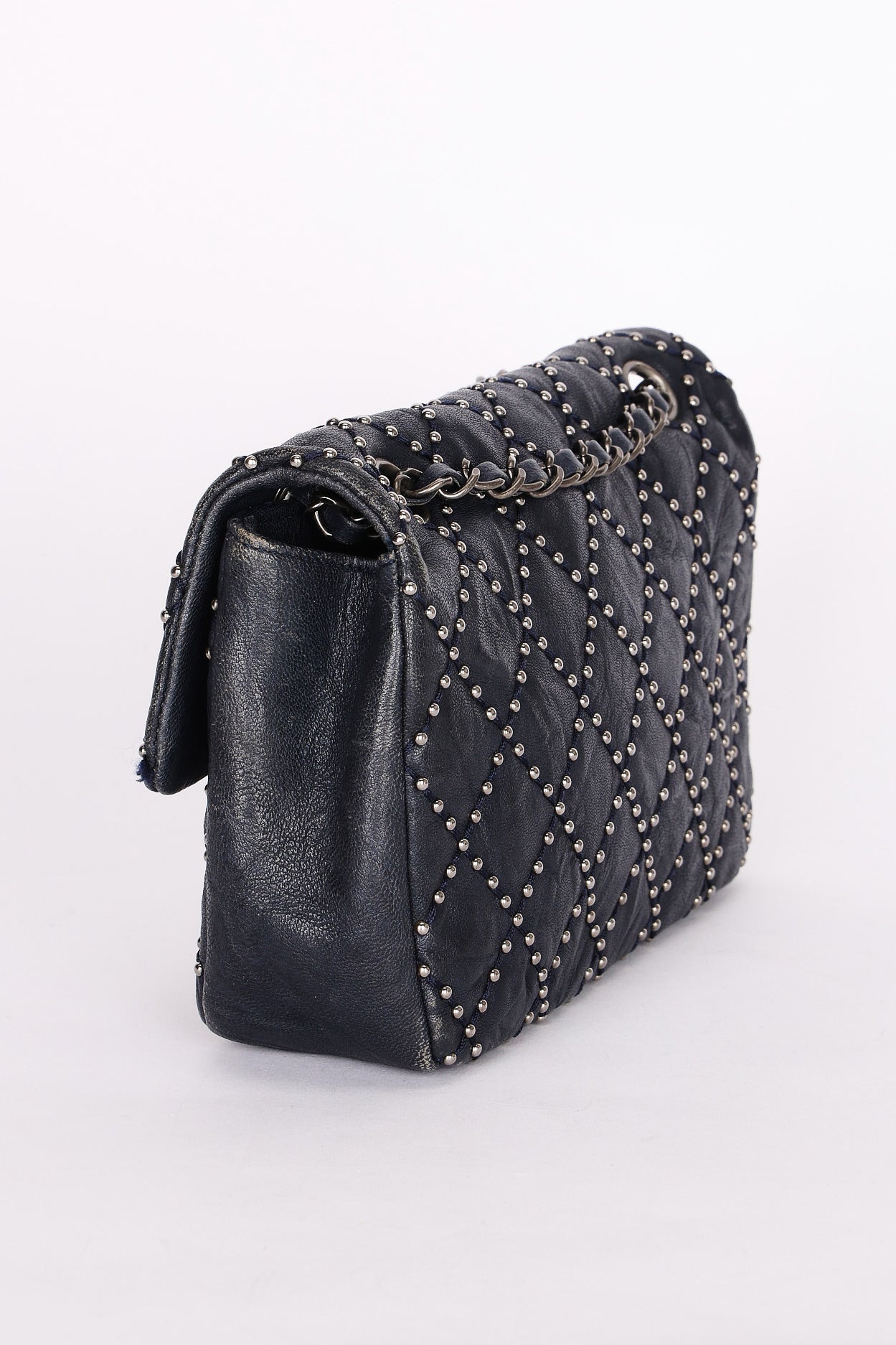 Chanel Paris-Dallas Studded Small Single Flap Navy Calfskin 2014 RHW