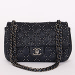 Chanel Studded Small Single Flap Navy Calfskin RHW