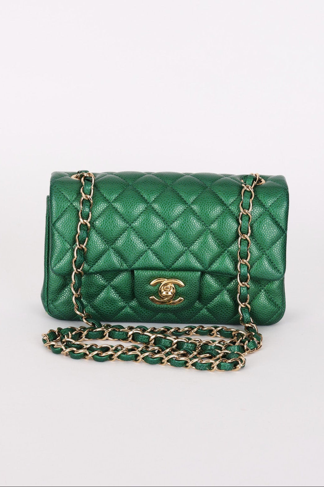 Chanel Mini Rectangle Flap Green Caviar GHW