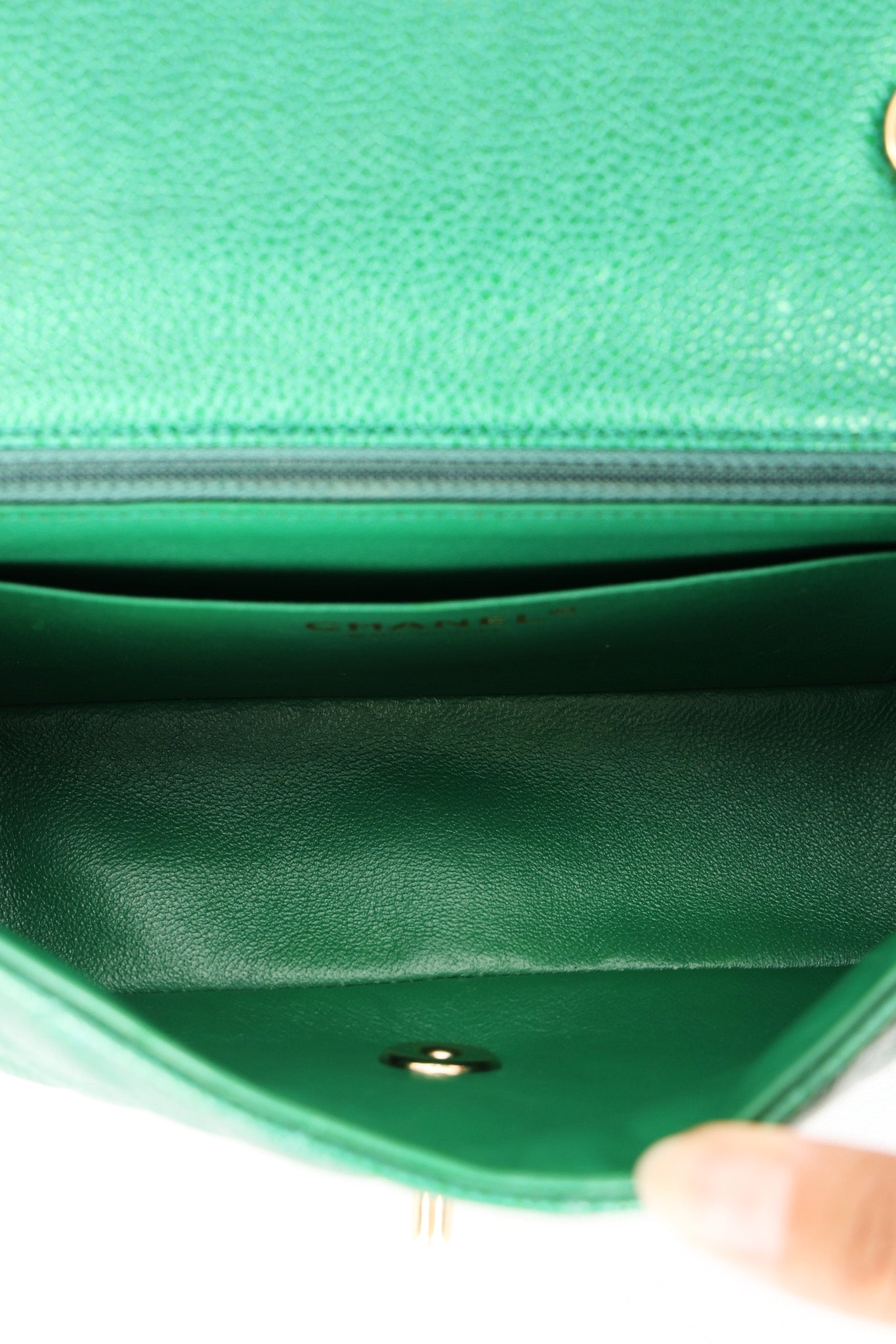 Chanel Mini Rectangle Flap Green Caviar GHW