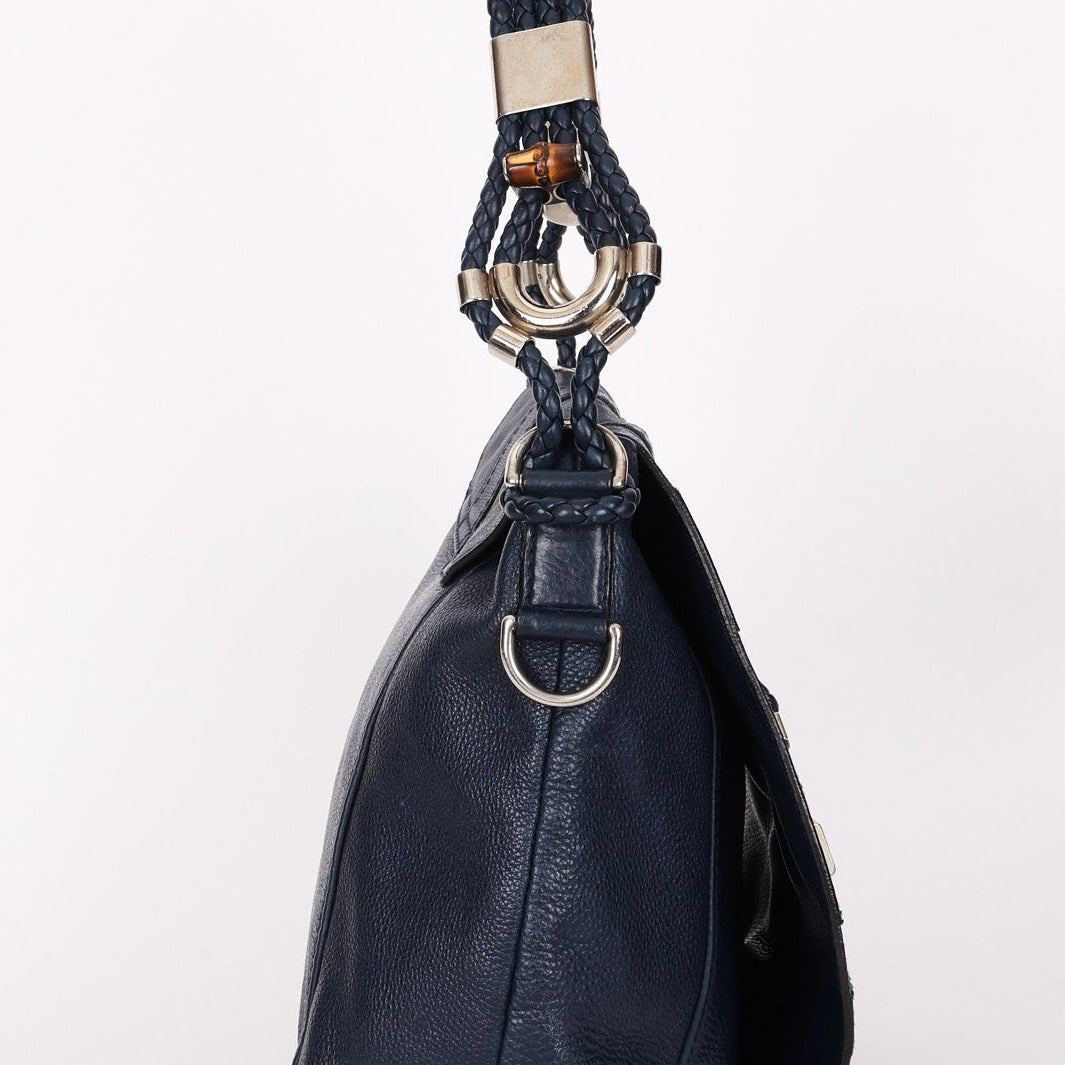 Gucci Techno Horsebit Convertible Hobo Navy