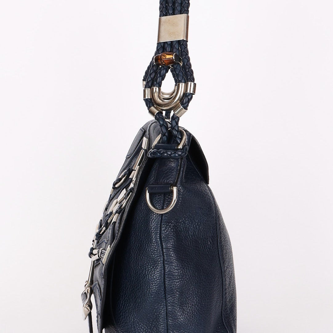 Gucci Techno Horsebit Convertible Hobo Navy