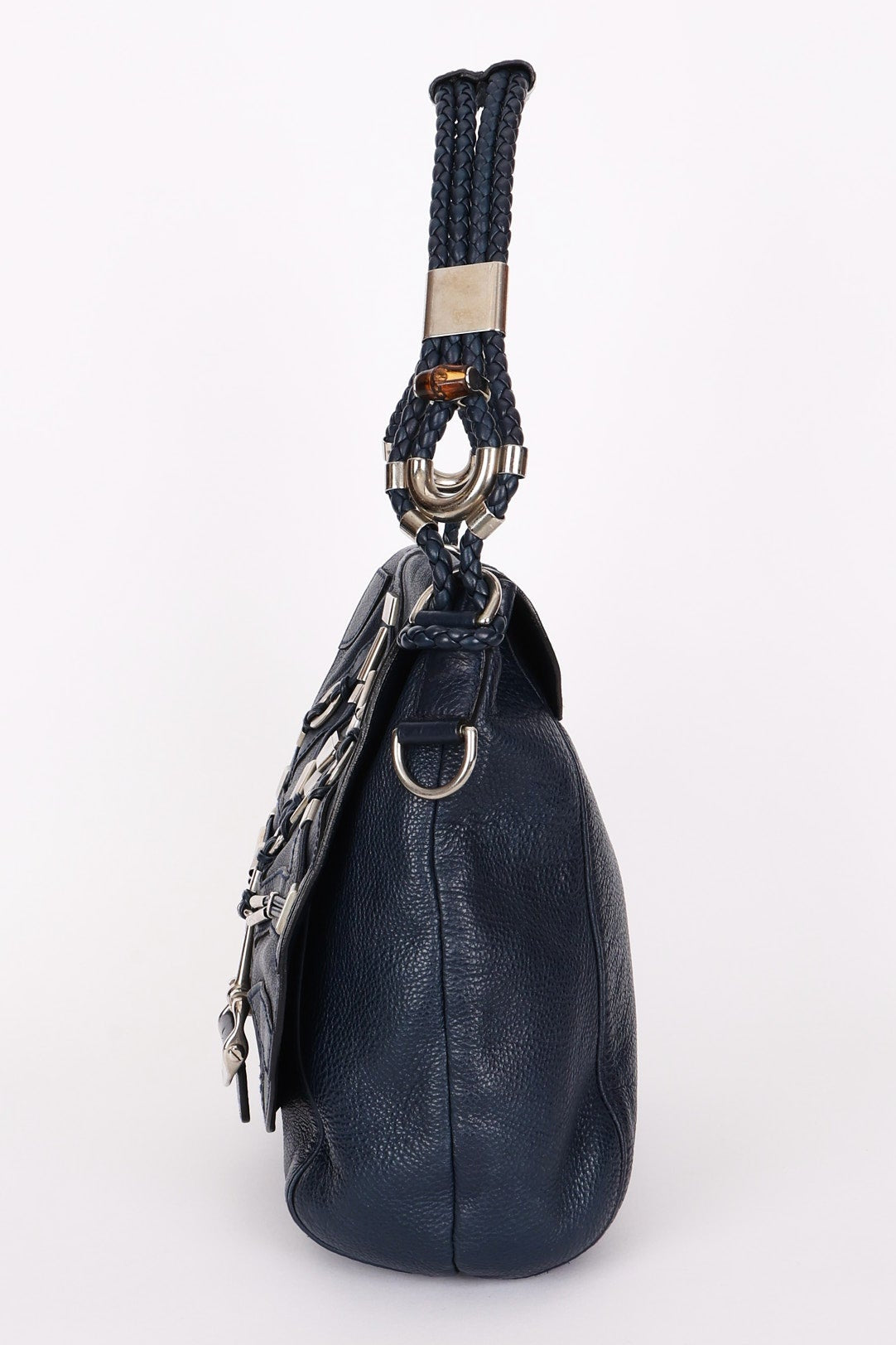 Gucci Techno Horsebit Convertible Hobo Navy