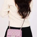 Chanel Mini Square Flap Purple Lambskin SHW
