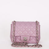 Chanel Mini Square Flap Purple Lambskin SHW