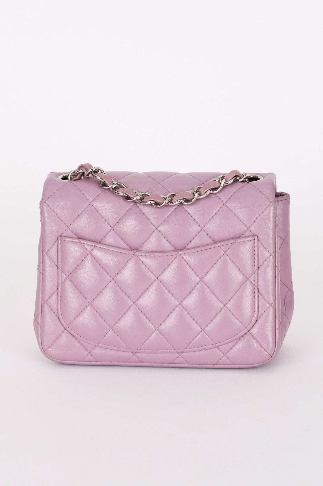 Chanel Mini Square Flap Purple Lambskin SHW