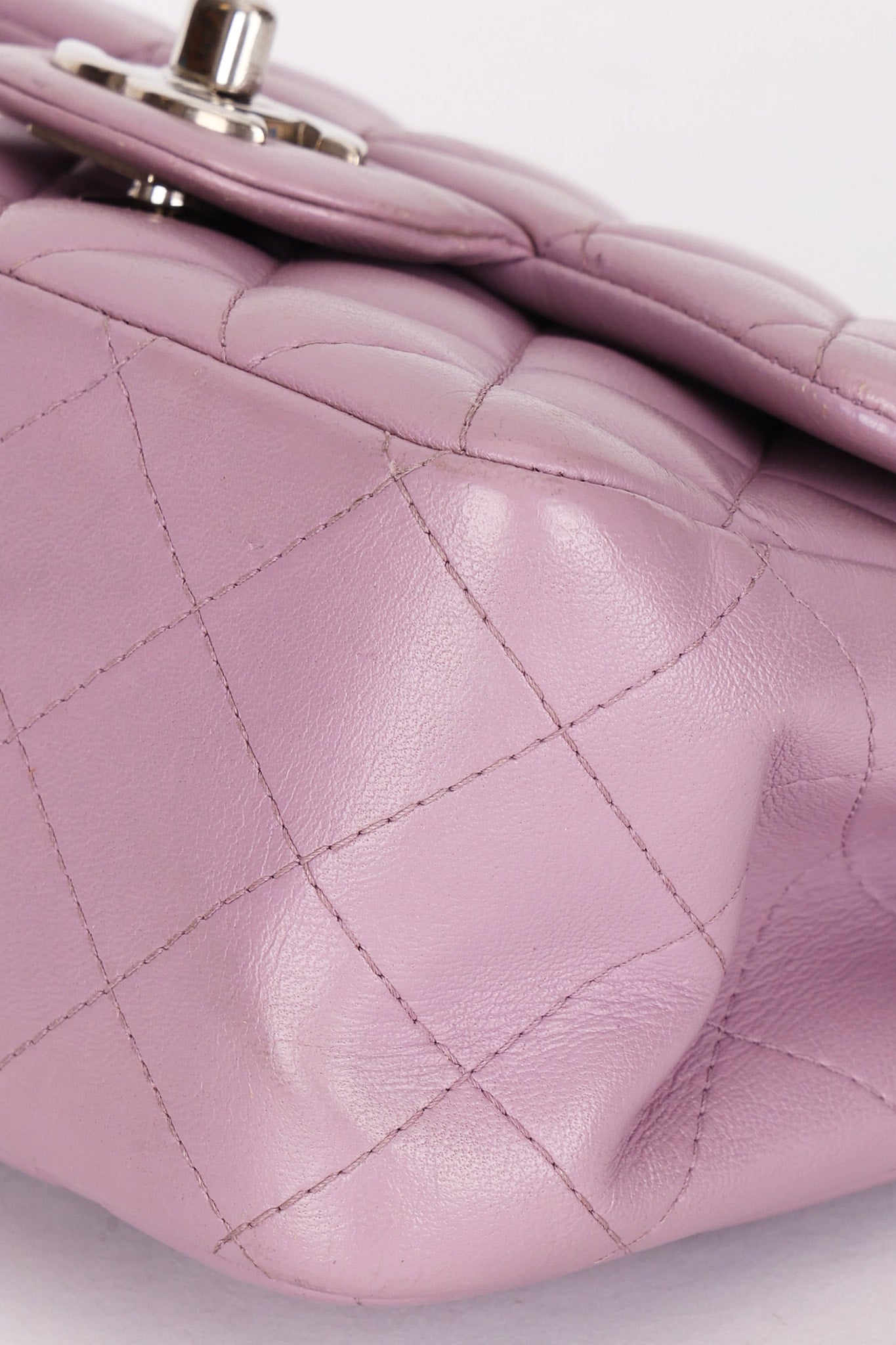 Chanel Mini Square Flap Purple Lambskin SHW