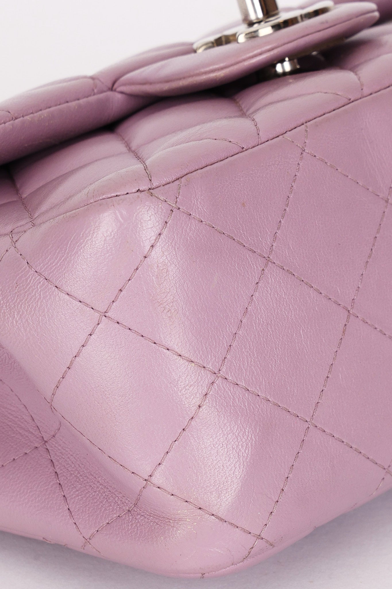 Chanel Mini Square Flap Purple Lambskin SHW