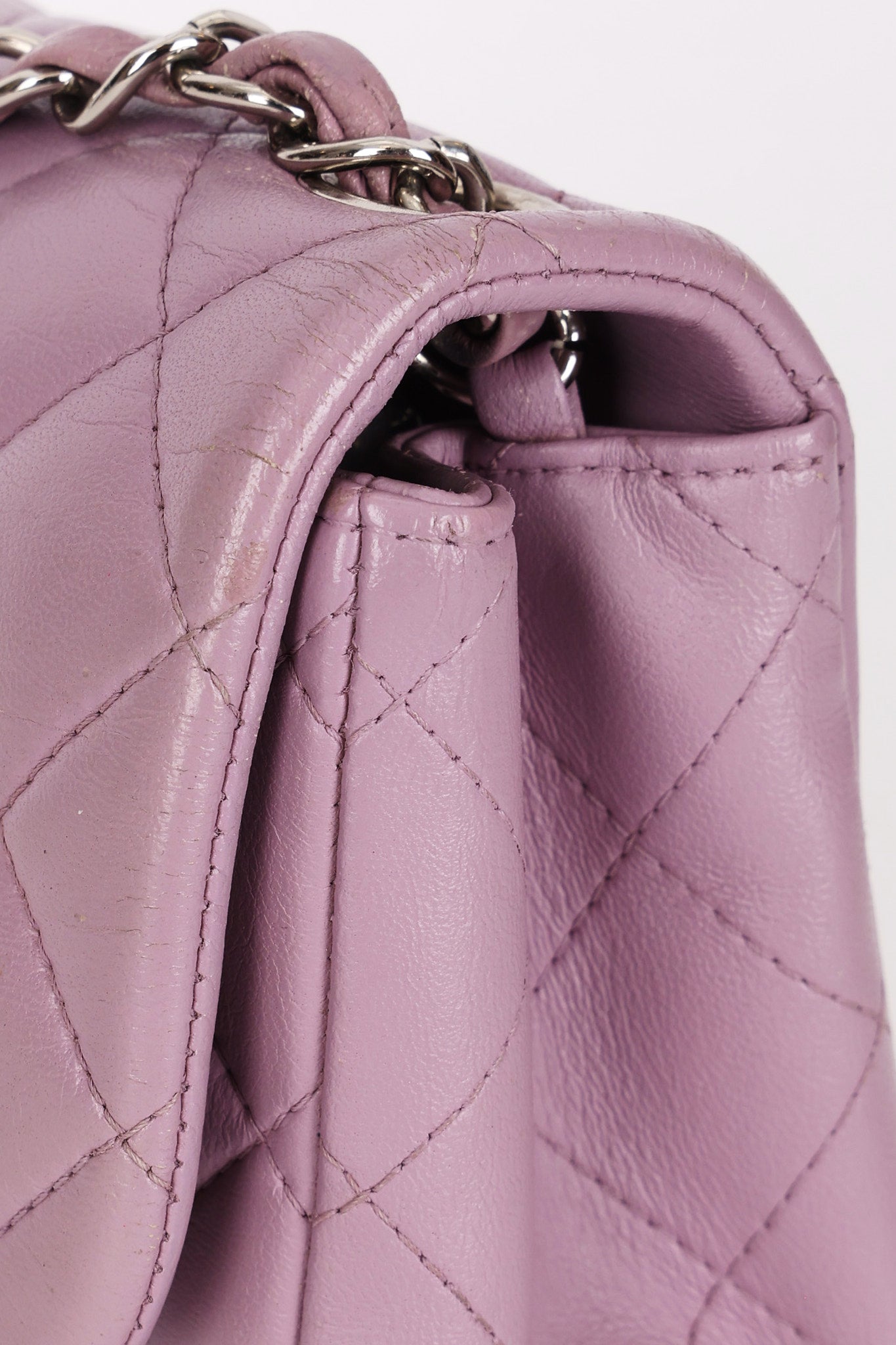 Chanel Mini Square Flap Purple Lambskin SHW