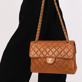 Chanel Jumbo Double Sided Classic Flap Brown Lambskin 24K GP