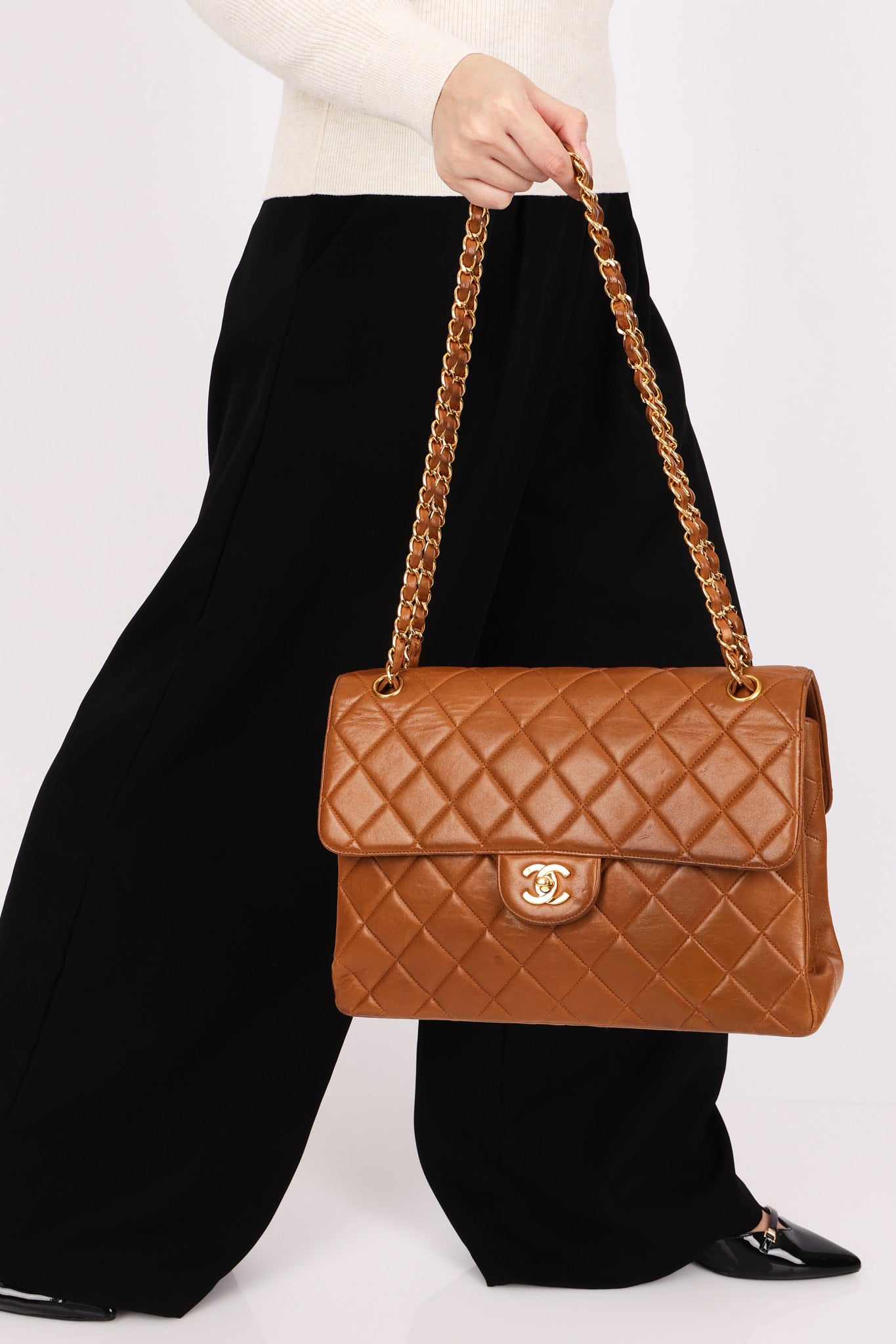 Chanel Jumbo Double Sided Classic Flap Brown Lambskin 24K GP