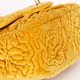 Chanel Velvet Camellia Mini Square Flap Mustard Yellow AGHW
