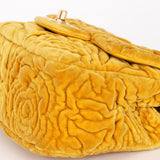 Chanel Velvet Camellia Mini Square Flap Mustard Yellow AGHW