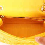 Chanel Velvet Camellia Mini Square Flap Mustard Yellow AGHW