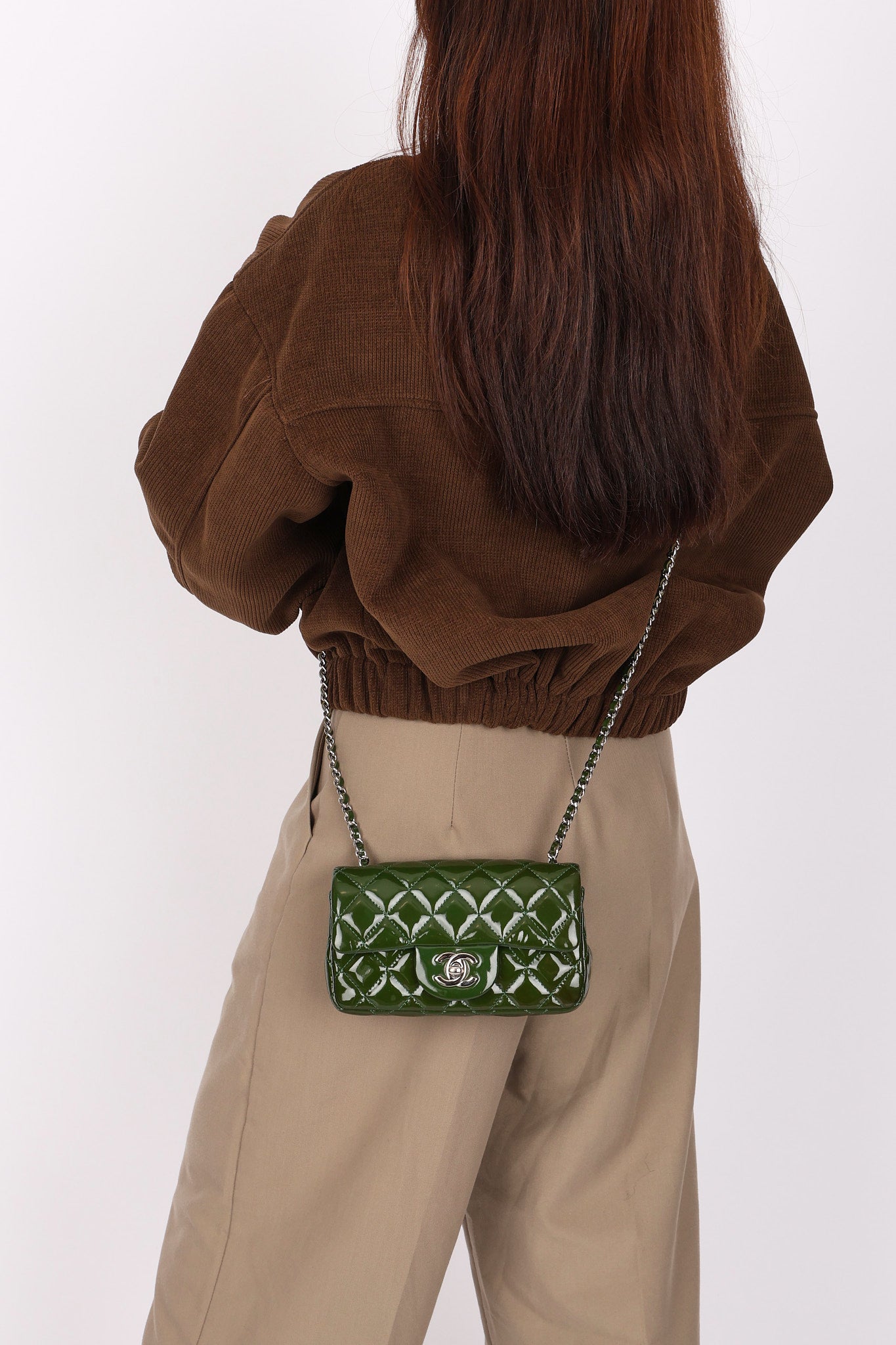 Chanel Extra Mini Single Flap Green Patent SHW