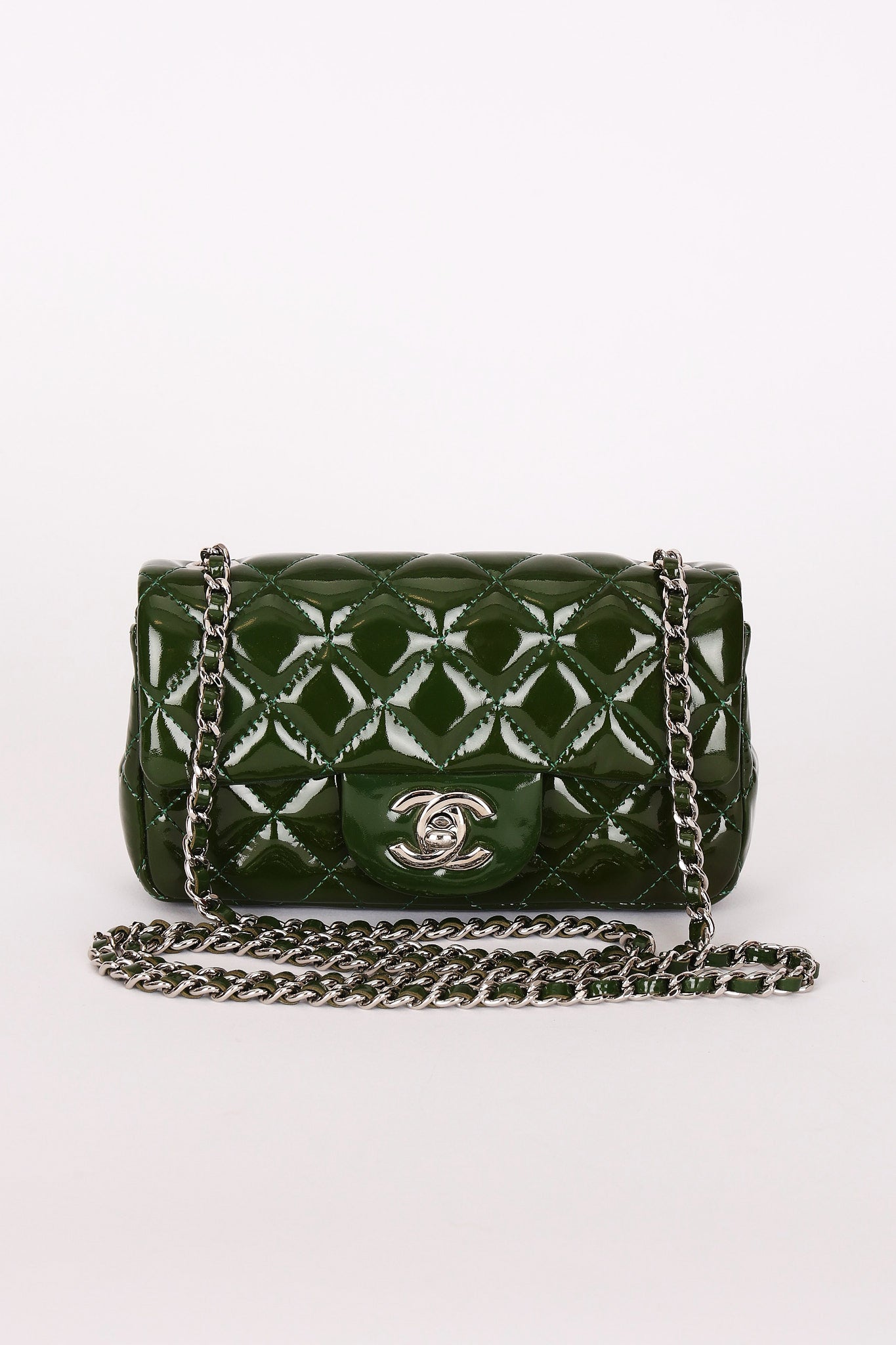 Chanel Extra Mini Single Flap Green Patent SHW