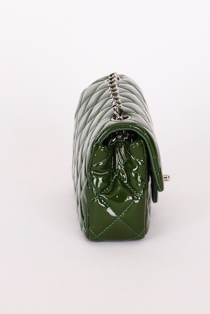 Chanel Extra Mini Single Flap Green Patent SHW