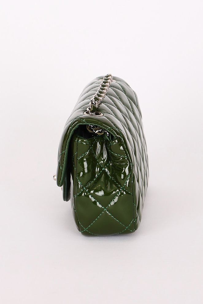 Chanel Extra Mini Single Flap Green Patent SHW