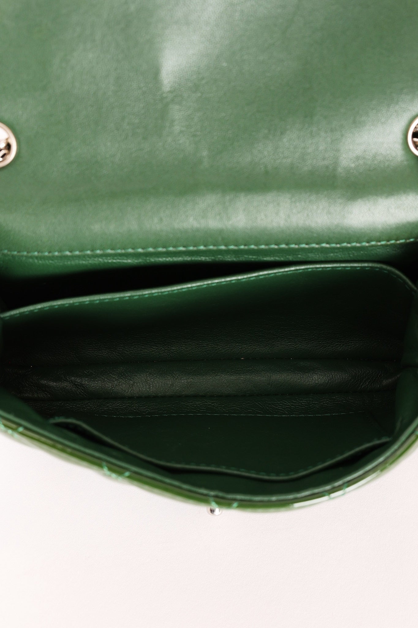 Chanel Extra Mini Single Flap Green Patent SHW