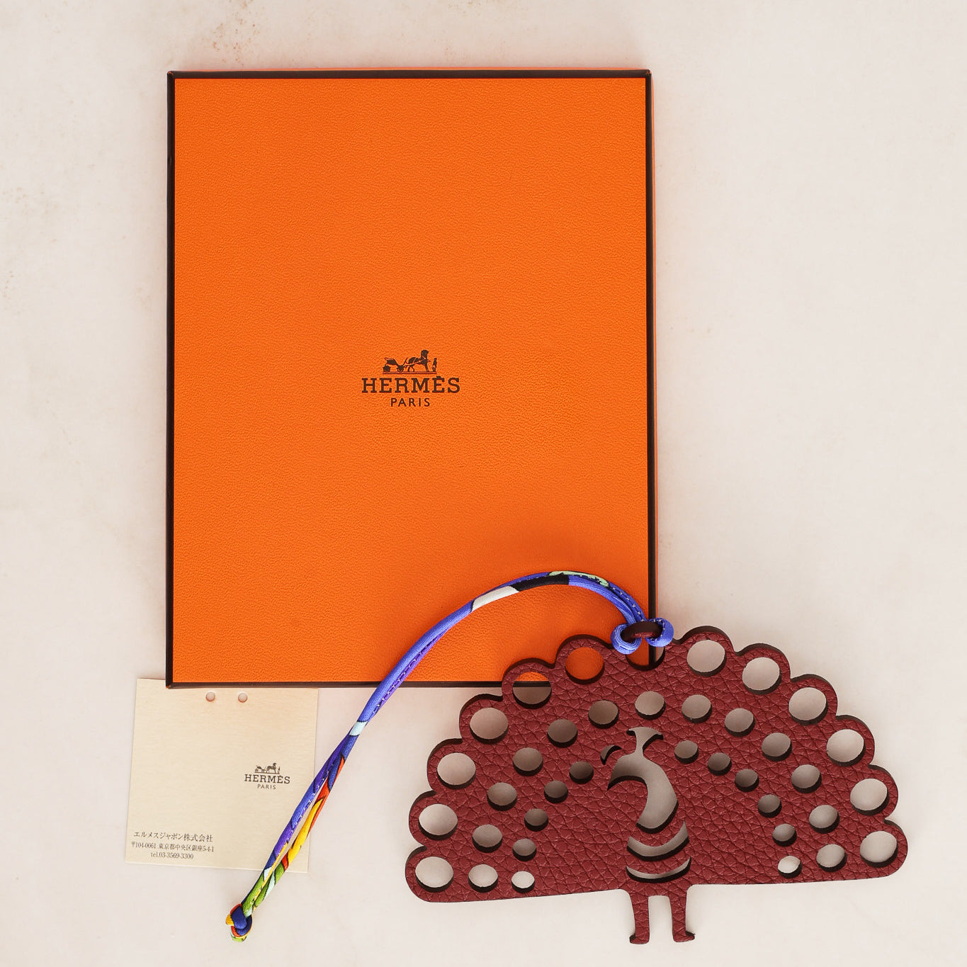 Hermès Leather Peacock Bird Charm