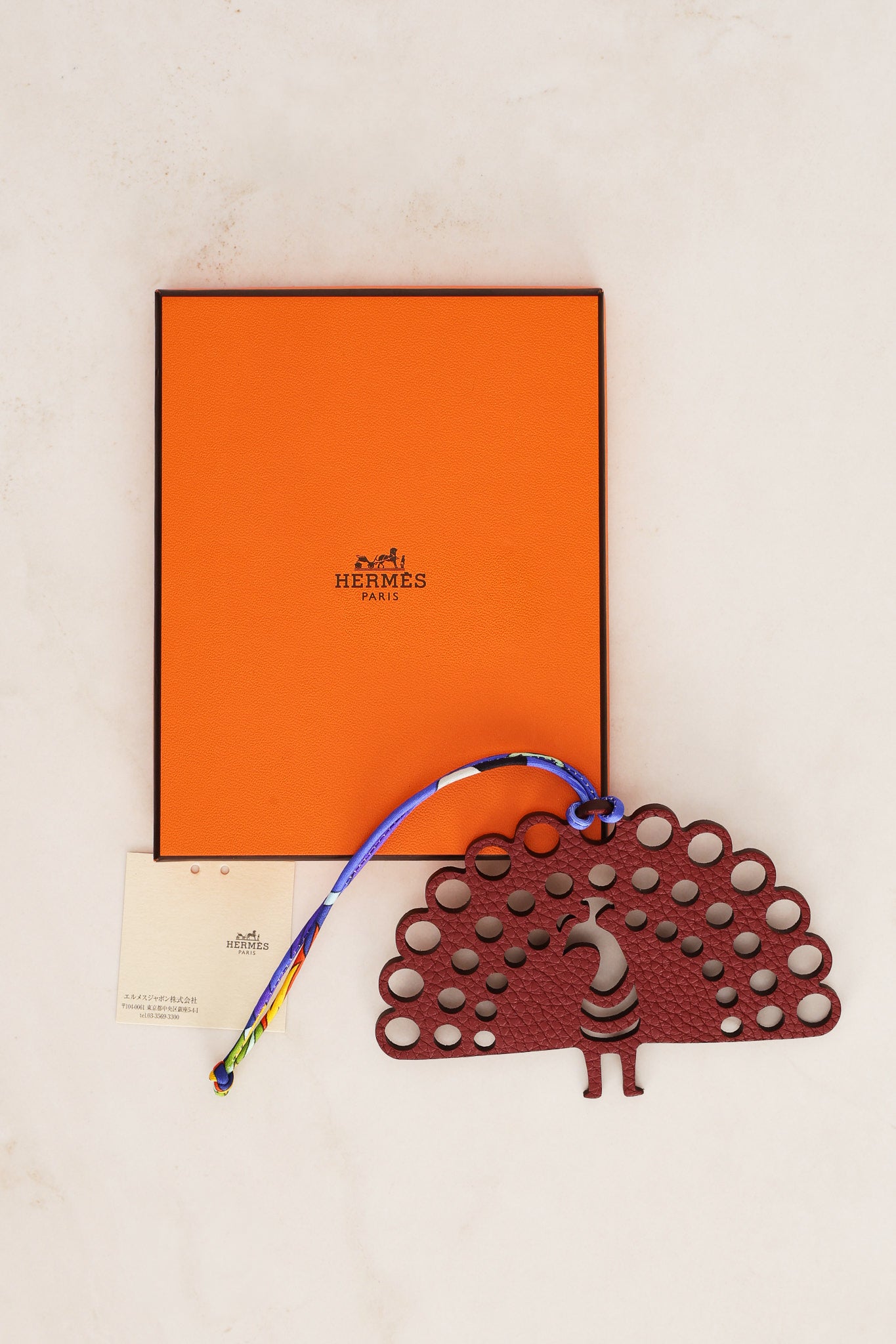 Hermès Leather Peacock Bird Charm