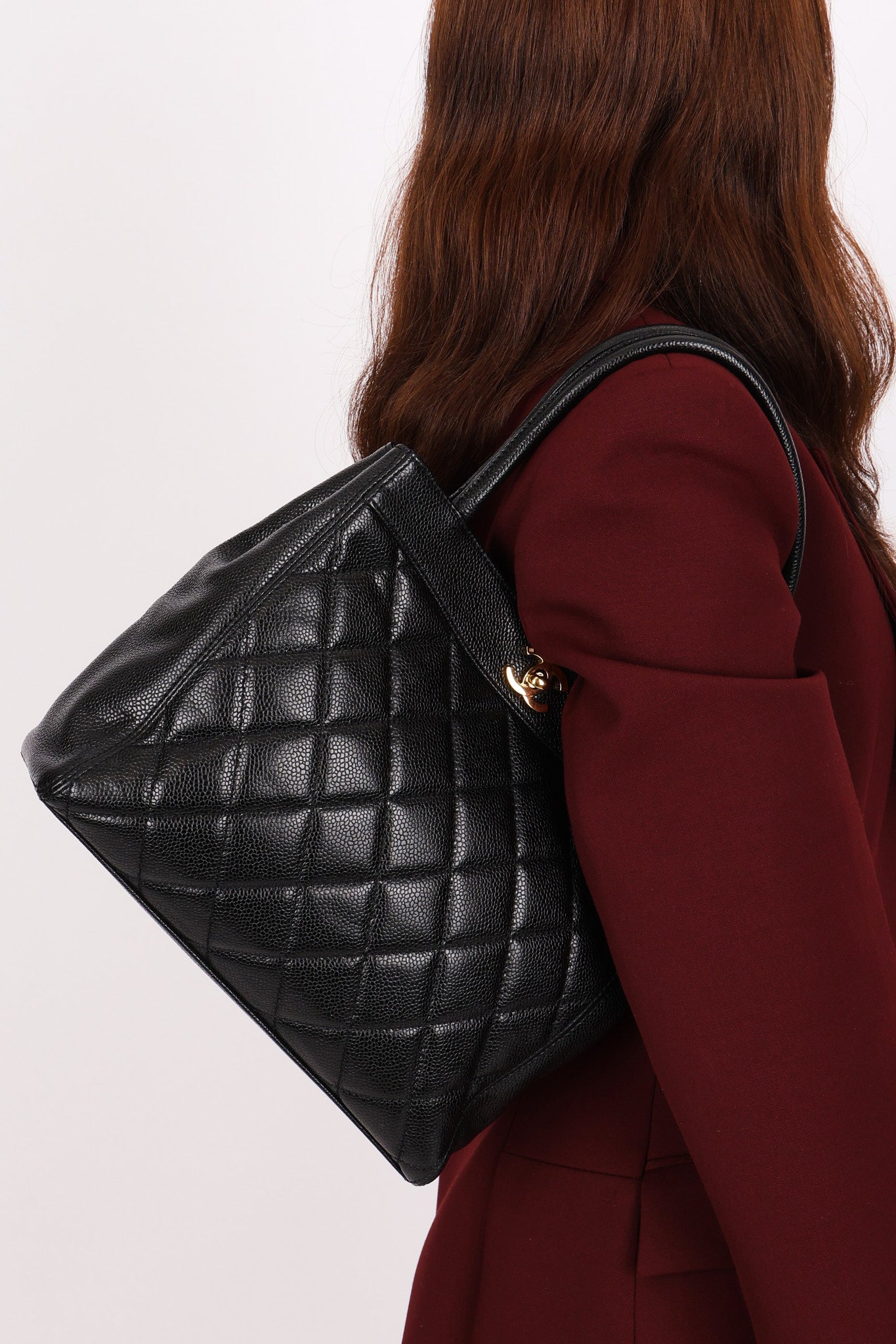 Chanel Turnlock Mini Tote Black Caviar 24K GP