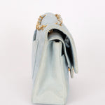 Chanel Medium Classic Double Flap Light Blue Suede 24K GP
