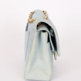 Chanel Medium Classic Double Flap Light Blue Suede 24K GP