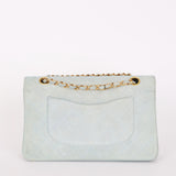 Chanel Medium Classic Double Flap Light Blue Suede 24K GP