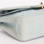 Chanel Medium Classic Double Flap Light Blue Suede 24K GP