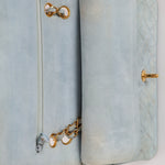 Chanel Medium Classic Double Flap Light Blue Suede 24K GP