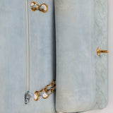 Chanel Medium Classic Double Flap Light Blue Suede 24K GP
