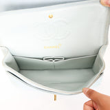 Chanel Medium Classic Double Flap Light Blue Suede 24K GP